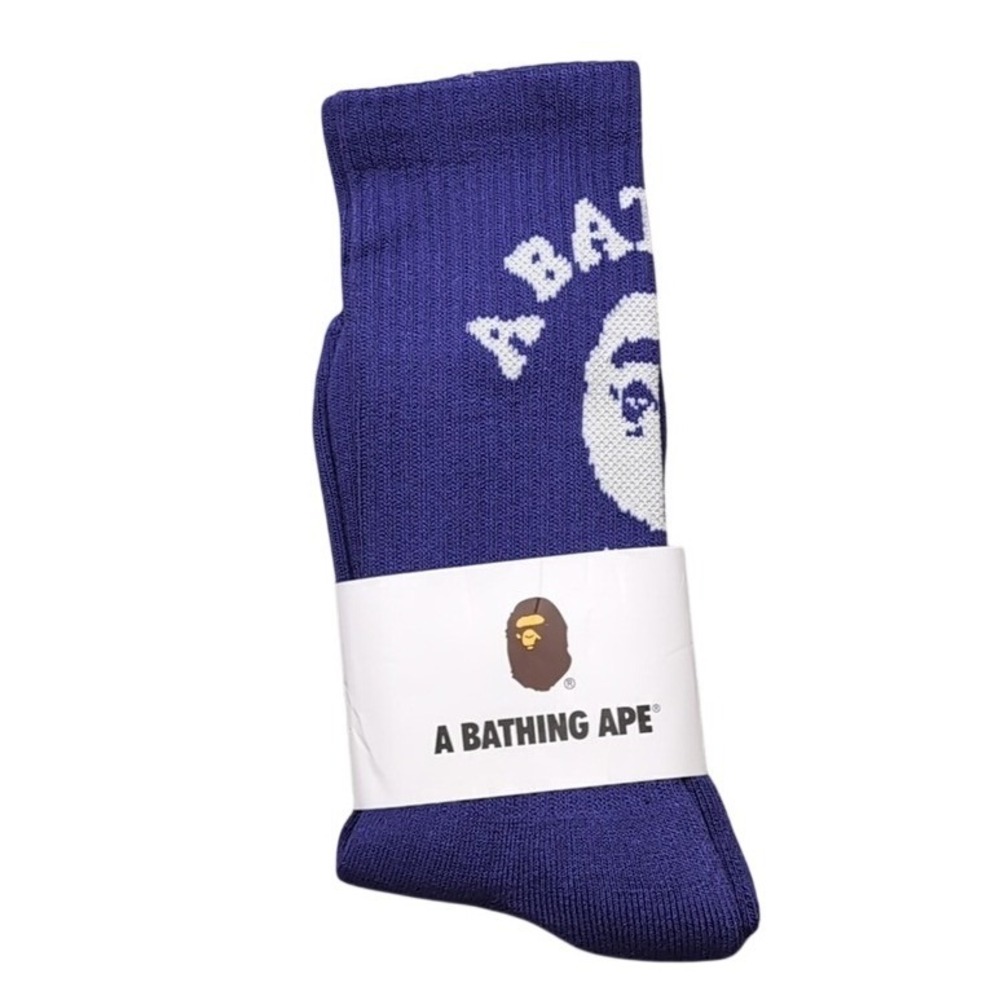 Bape Crew Socks‎ Ape Head Mens Womens Unisex Size 9-11 Purple White